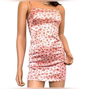 Urban Outfitters Silky Dressy Butterfly Print Satin Dress size small